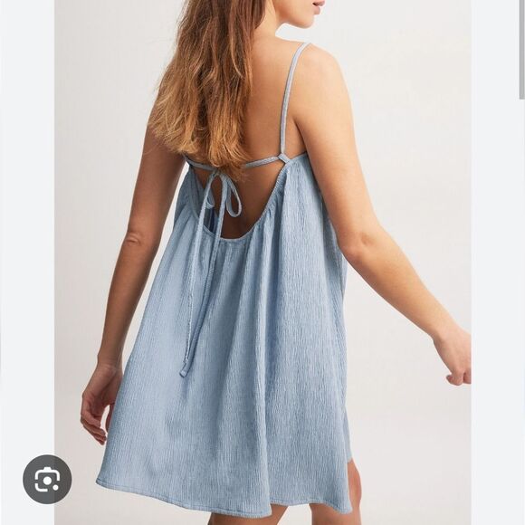 H&M M blue A Line Slip Dress tie - Picture 3 of 11